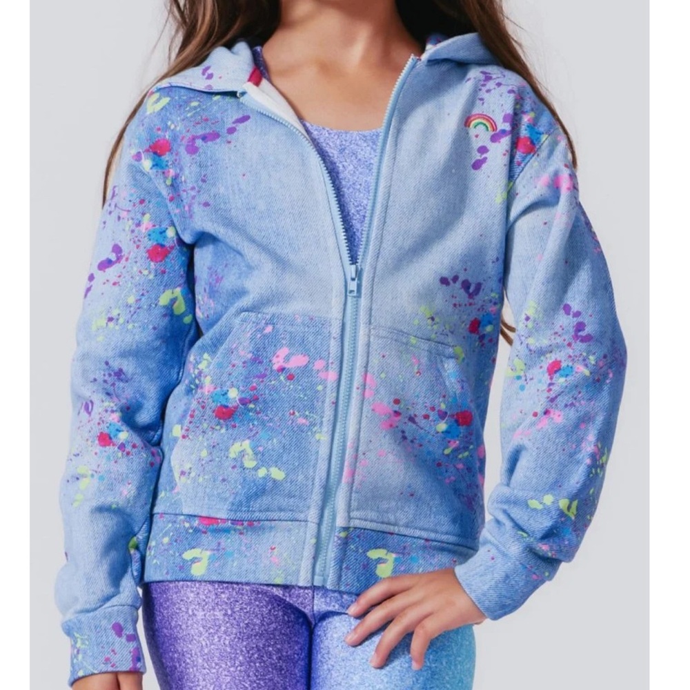 Terez Denim Splatter Zip-Up